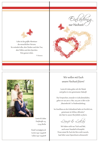  Einladungskarten Hochzeit, Hochzeitseinladungen, Hochzeitskarten, Einladungen für Hochzeit