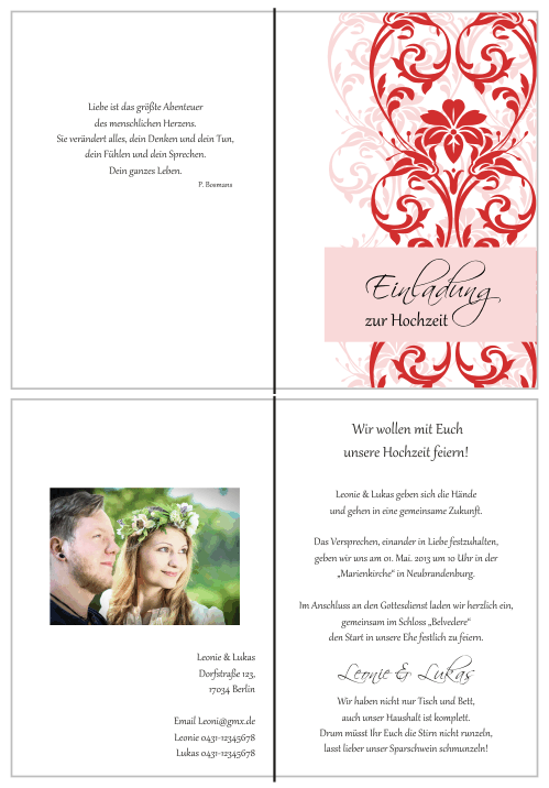  Einladungskarten Hochzeit, Hochzeitseinladungen, Hochzeitskarten, Einladungen für Hochzeit