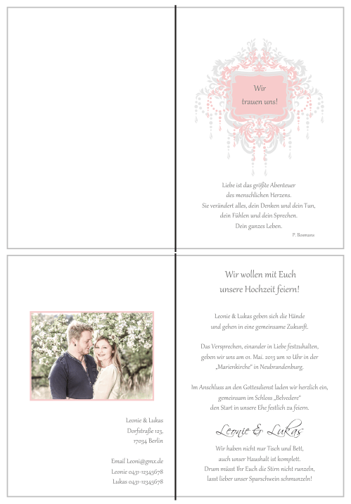  Einladungskarten Hochzeit, Hochzeitseinladungen, Hochzeitskarten, Einladungen für Hochzeit