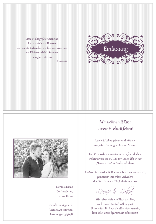  Einladungskarten Hochzeit, Hochzeitseinladungen, Hochzeitskarten, Einladungen für Hochzeit