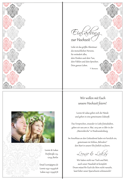  Einladungskarten Hochzeit, Hochzeitseinladungen, Hochzeitskarten, Einladungen für Hochzeit