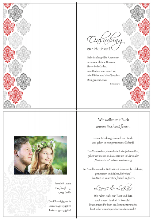  Einladungskarten Hochzeit, Hochzeitseinladungen, Hochzeitskarten, Einladungen für Hochzeit