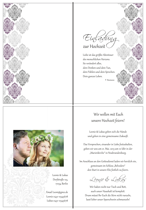  Einladungskarten Hochzeit, Hochzeitseinladungen, Hochzeitskarten, Einladungen für Hochzeit