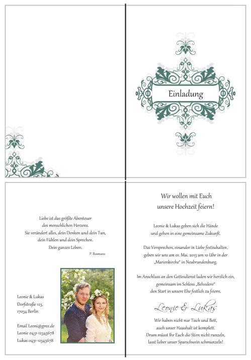  Einladungskarten Hochzeit, Hochzeitseinladungen, Hochzeitskarten, Einladungen für Hochzeit