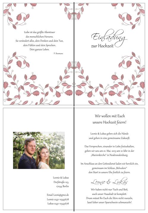  Einladungskarten Hochzeit, Hochzeitseinladungen, Hochzeitskarten, Einladungen für Hochzeit
