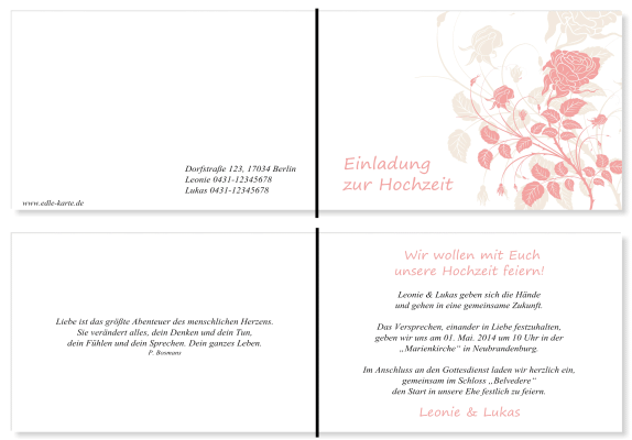  Einladungskarten Hochzeit, Hochzeitseinladungen, Hochzeitskarten, Einladungen f&uuml;r Hochzeit