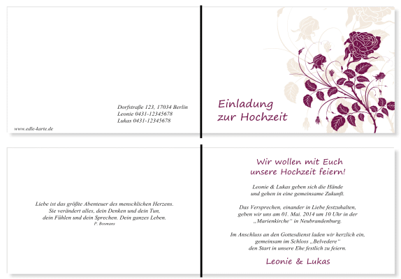  Einladungskarten Hochzeit, Hochzeitseinladungen, Hochzeitskarten, Einladungen f&uuml;r Hochzeit