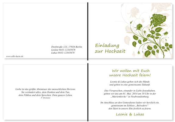 Einladungskarten Hochzeit, Hochzeitseinladungen, Hochzeitskarten, Einladungen f&uuml;r Hochzeit