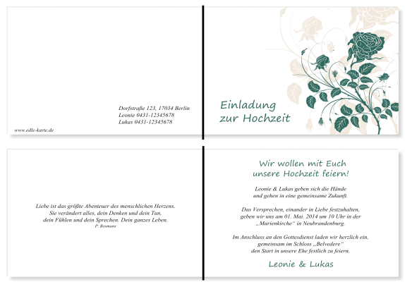  Einladungskarten Hochzeit, Hochzeitseinladungen, Hochzeitskarten, Einladungen f&uuml;r Hochzeit