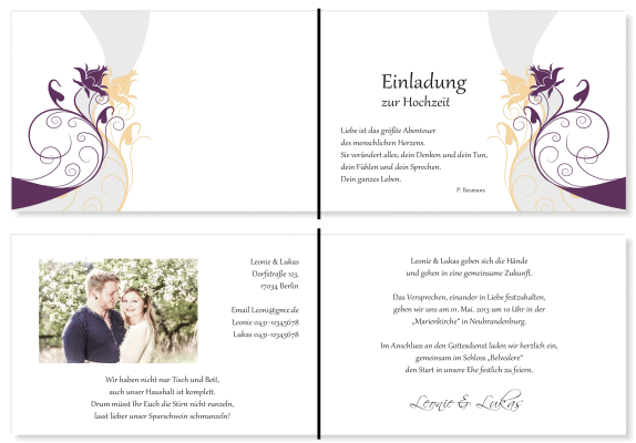  Einladungskarten Hochzeit, Hochzeitseinladungen, Hochzeitskarten, Einladungen f&uuml;r Hochzeit