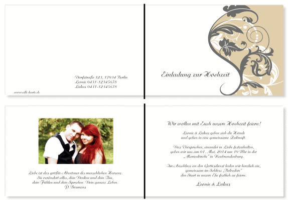  Einladungskarten Hochzeit, Hochzeitseinladungen, Hochzeitskarten, Einladungen f&uuml;r Hochzeit