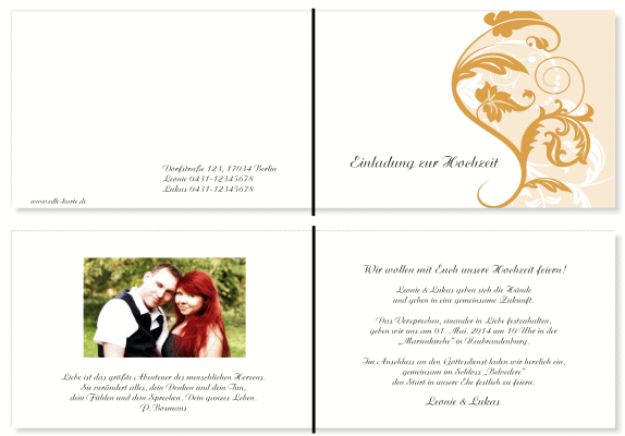  Einladungskarten Hochzeit, Hochzeitseinladungen, Hochzeitskarten, Einladungen f&uuml;r Hochzeit