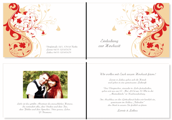  Einladungskarten Hochzeit, Hochzeitseinladungen, Hochzeitskarten, Einladungen f&uuml;r Hochzeit