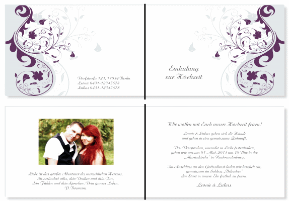  Einladungskarten Hochzeit, Hochzeitseinladungen, Hochzeitskarten, Einladungen f&uuml;r Hochzeit