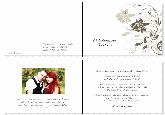  Einladungskarten Hochzeit, Hochzeitseinladungen, Hochzeitskarten, Einladungen f&uuml;r Hochzeit