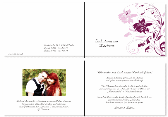  Einladungskarten Hochzeit, Hochzeitseinladungen, Hochzeitskarten, Einladungen f&uuml;r Hochzeit