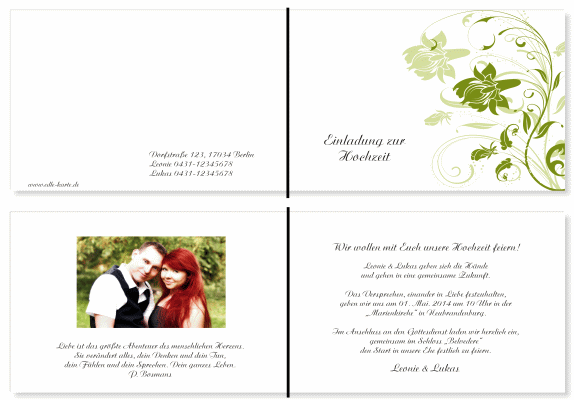  Einladungskarten Hochzeit, Hochzeitseinladungen, Hochzeitskarten, Einladungen f&uuml;r Hochzeit