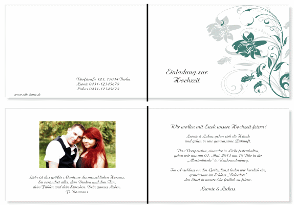  Einladungskarten Hochzeit, Hochzeitseinladungen, Hochzeitskarten, Einladungen f&uuml;r Hochzeit
