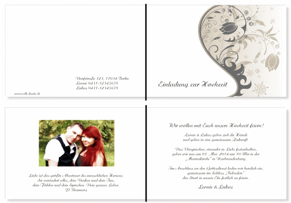  Einladungskarten Hochzeit, Hochzeitseinladungen, Hochzeitskarten, Einladungen f&uuml;r Hochzeit