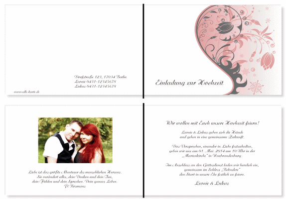  Einladungskarten Hochzeit, Hochzeitseinladungen, Hochzeitskarten, Einladungen f&uuml;r Hochzeit