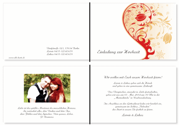  Einladungskarten Hochzeit, Hochzeitseinladungen, Hochzeitskarten, Einladungen f&uuml;r Hochzeit