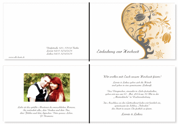  Einladungskarten Hochzeit, Hochzeitseinladungen, Hochzeitskarten, Einladungen f&uuml;r Hochzeit