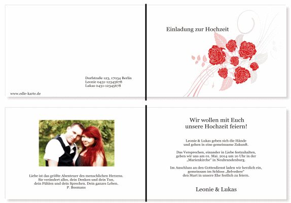 Einladungskarten Hochzeit, Hochzeitseinladungen, Hochzeitskarten, Einladungen f&uuml;r Hochzeit