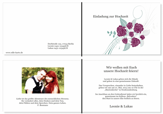 Einladungskarten Hochzeit, Hochzeitseinladungen, Hochzeitskarten, Einladungen f&uuml;r Hochzeit