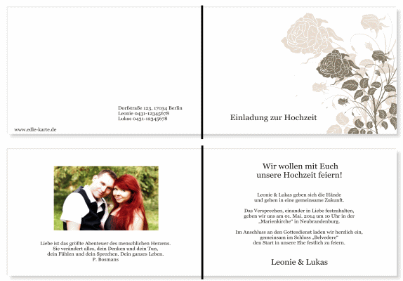  Einladungskarten Hochzeit, Hochzeitseinladungen, Hochzeitskarten, Einladungen f&uuml;r Hochzeit