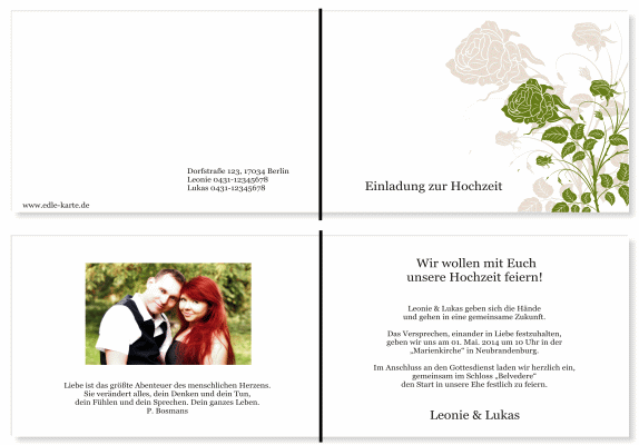  Einladungskarten Hochzeit, Hochzeitseinladungen, Hochzeitskarten, Einladungen f&uuml;r Hochzeit