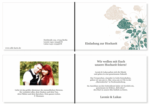  Einladungskarten Hochzeit, Hochzeitseinladungen, Hochzeitskarten, Einladungen f&uuml;r Hochzeit