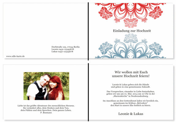  Einladungskarten Hochzeit, Hochzeitseinladungen, Hochzeitskarten, Einladungen f&uuml;r Hochzeit