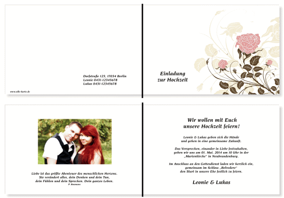  Einladungskarten Hochzeit, Hochzeitseinladungen, Hochzeitskarten, Einladungen f&uuml;r Hochzeit