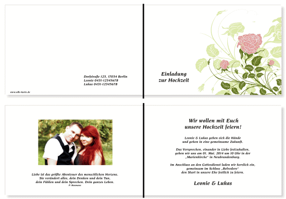  Einladungskarten Hochzeit, Hochzeitseinladungen, Hochzeitskarten, Einladungen f&uuml;r Hochzeit