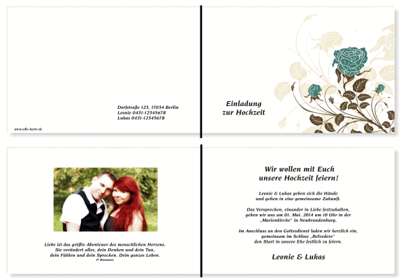  Einladungskarten Hochzeit, Hochzeitseinladungen, Hochzeitskarten, Einladungen f&uuml;r Hochzeit