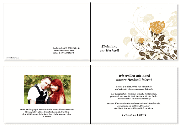  Einladungskarten Hochzeit, Hochzeitseinladungen, Hochzeitskarten, Einladungen f&uuml;r Hochzeit