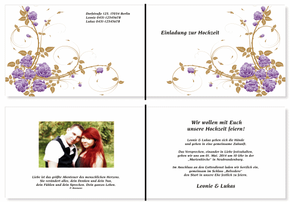  Einladungskarten Hochzeit, Hochzeitseinladungen, Hochzeitskarten, Einladungen f&uuml;r Hochzeit