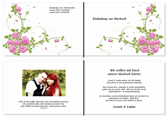  Einladungskarten Hochzeit, Hochzeitseinladungen, Hochzeitskarten, Einladungen f&uuml;r Hochzeit