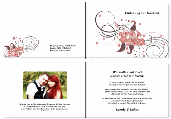 Einladungskarten Hochzeit, Hochzeitseinladungen, Hochzeitskarten, Einladungen f&uuml;r Hochzeit