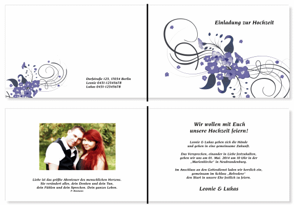  Einladungskarten Hochzeit, Hochzeitseinladungen, Hochzeitskarten, Einladungen f&uuml;r Hochzeit