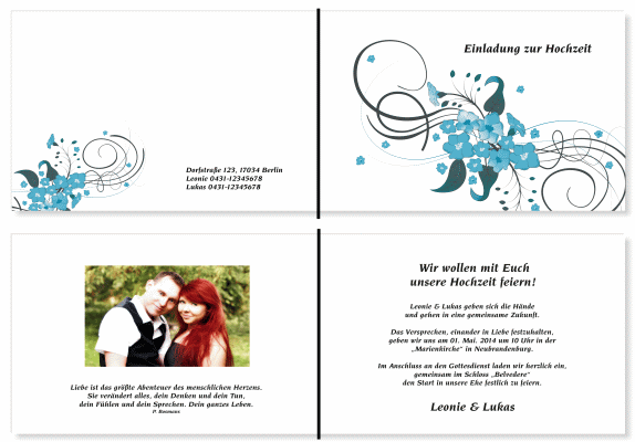  Einladungskarten Hochzeit, Hochzeitseinladungen, Hochzeitskarten, Einladungen f&uuml;r Hochzeit