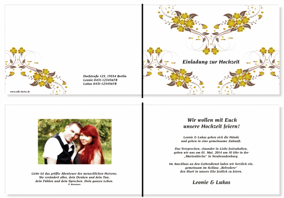  Einladungskarten Hochzeit, Hochzeitseinladungen, Hochzeitskarten, Einladungen f&uuml;r Hochzeit