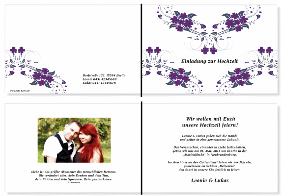  Einladungskarten Hochzeit, Hochzeitseinladungen, Hochzeitskarten, Einladungen f&uuml;r Hochzeit