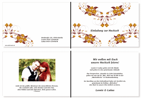  Einladungskarten Hochzeit, Hochzeitseinladungen, Hochzeitskarten, Einladungen f&uuml;r Hochzeit