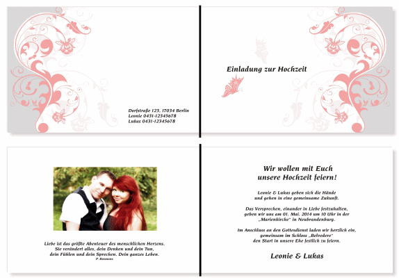  Einladungskarten Hochzeit, Hochzeitseinladungen, Hochzeitskarten, Einladungen f&uuml;r Hochzeit