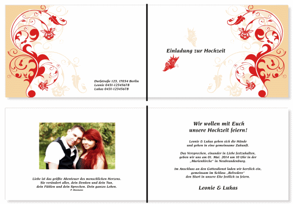  Einladungskarten Hochzeit, Hochzeitseinladungen, Hochzeitskarten, Einladungen f&uuml;r Hochzeit