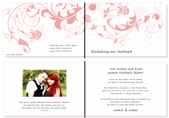  Einladungskarten Hochzeit, Hochzeitseinladungen, Hochzeitskarten, Einladungen f&uuml;r Hochzeit