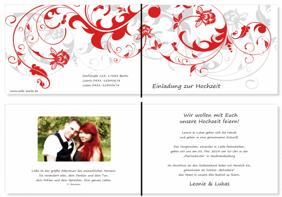  Einladungskarten Hochzeit, Hochzeitseinladungen, Hochzeitskarten, Einladungen f&uuml;r Hochzeit