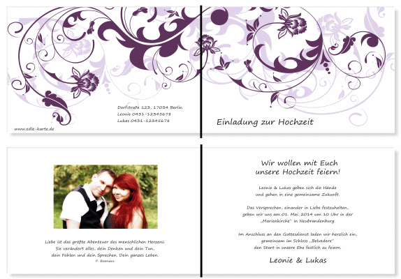  Einladungskarten Hochzeit, Hochzeitseinladungen, Hochzeitskarten, Einladungen f&uuml;r Hochzeit