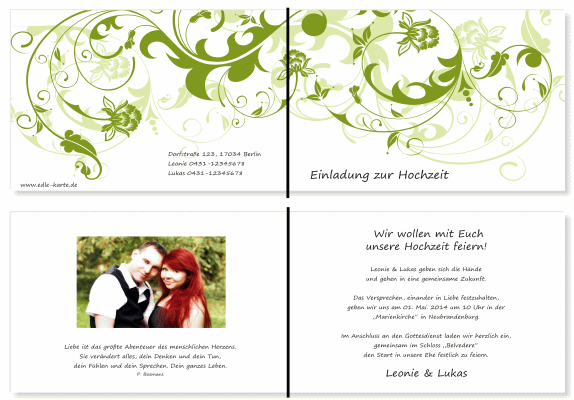  Einladungskarten Hochzeit, Hochzeitseinladungen, Hochzeitskarten, Einladungen f&uuml;r Hochzeit